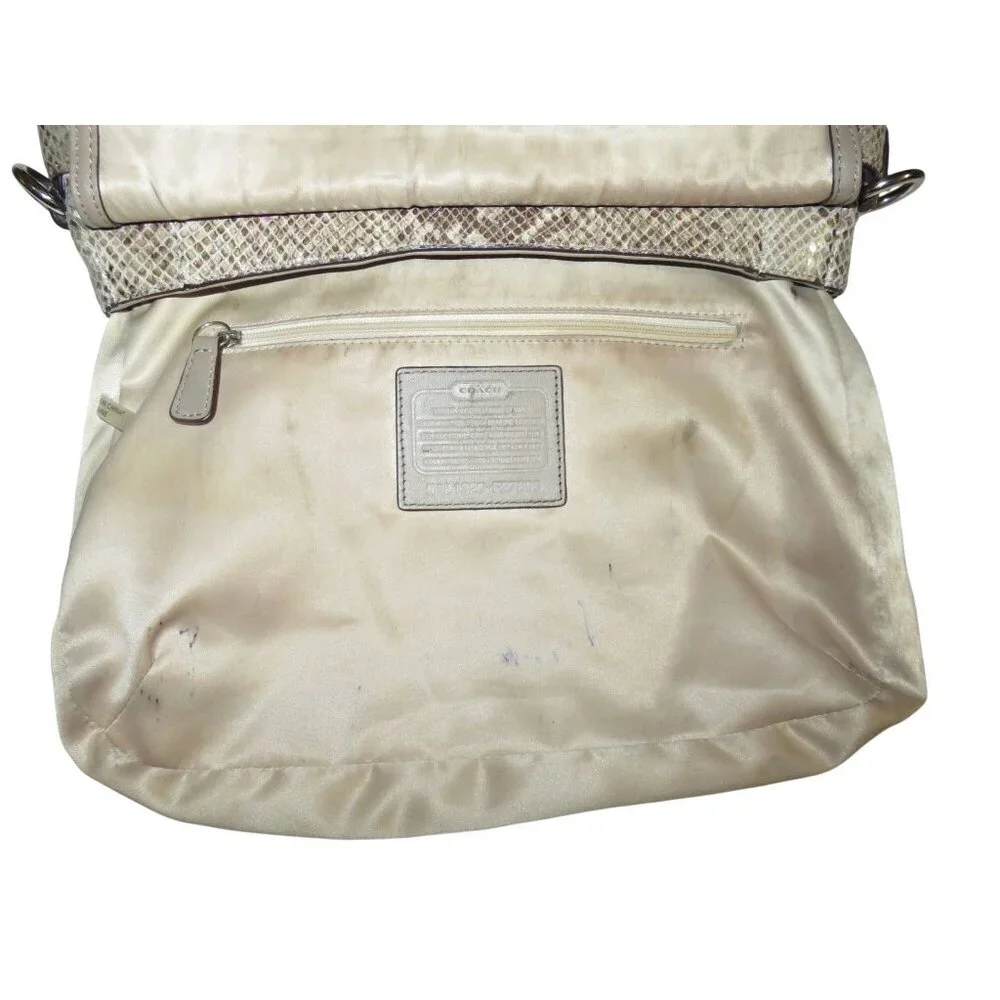 Coach 2013 Campbell Exotic Snakeskin Embossed Leather Flap Satchel Handbag 27895